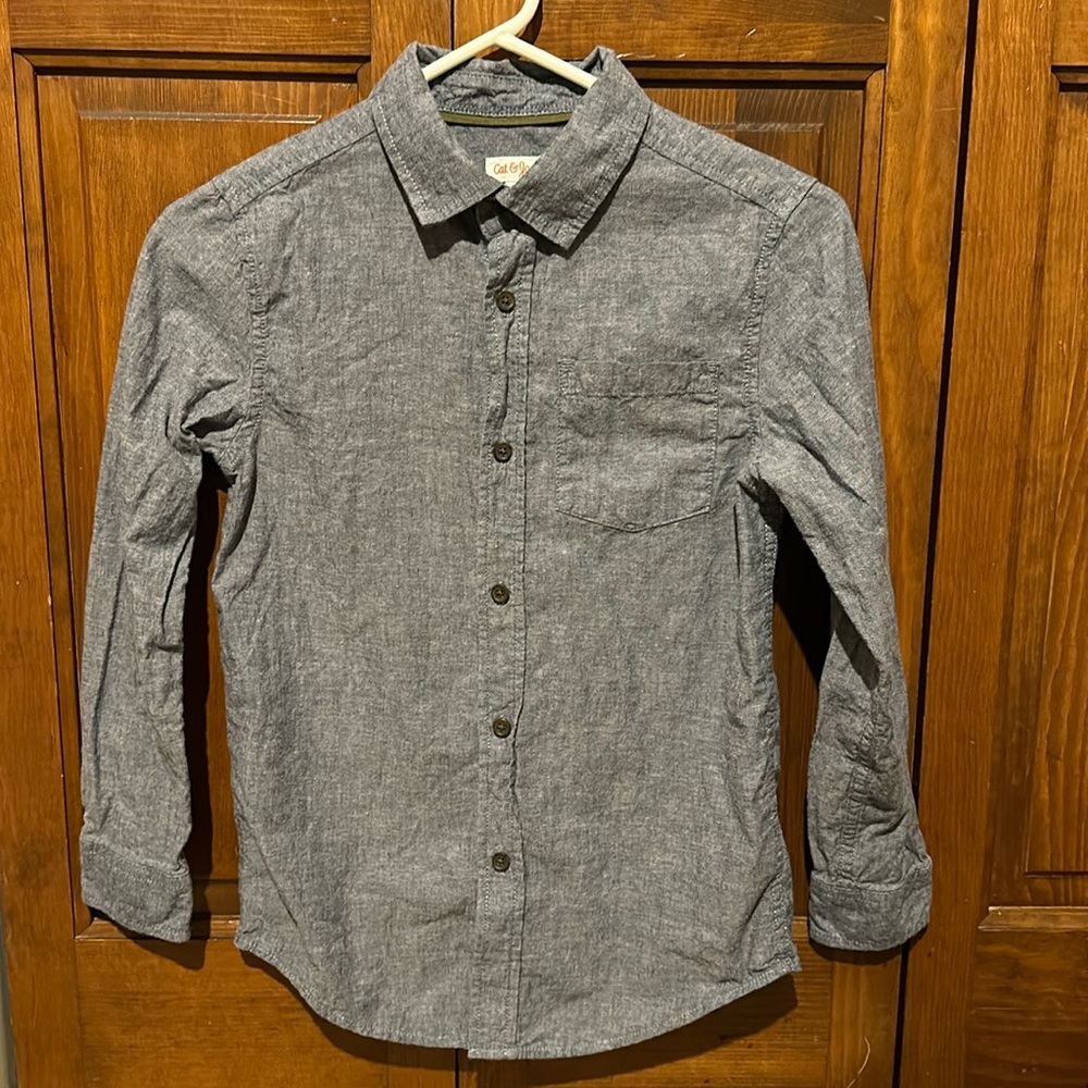 Cat & Jack Blue Denim Look Button Down Shirt